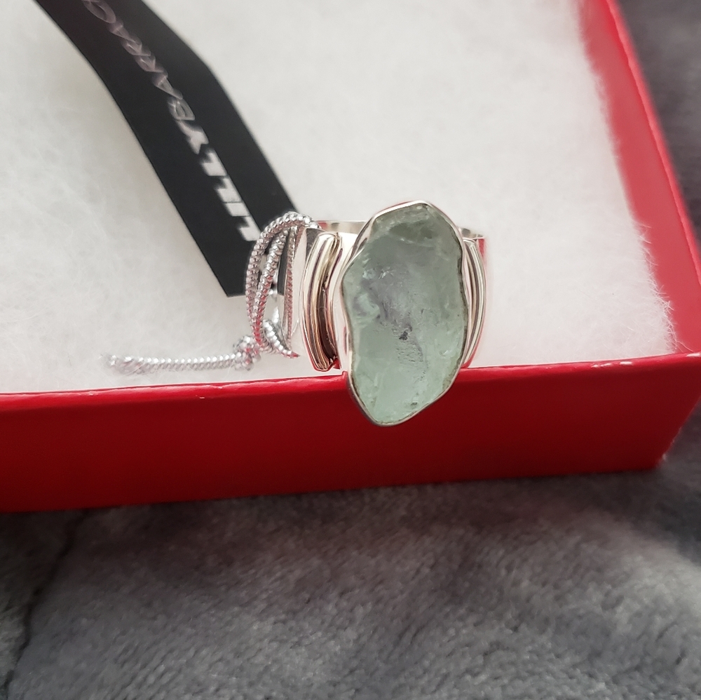 Lilly Barrack raw aquamarine sterling silver ring